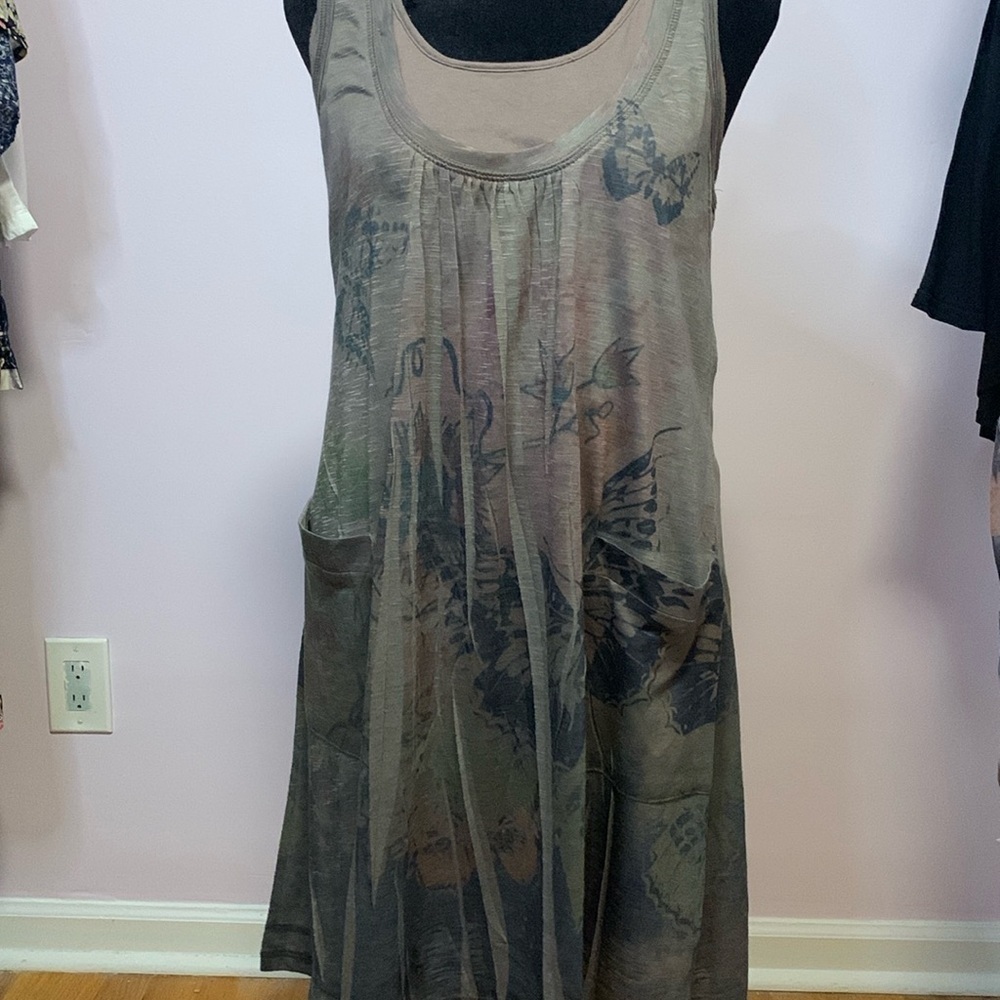 MONORENO TAUPE DRESS WITH POCKETS SIZE SMALL